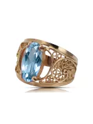 Vintage craft Ring Aquamarine Original Vintage 14K Rose Gold vrc057r